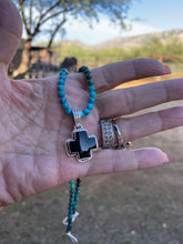 Load image into Gallery viewer, *AUTHENTIC* Handmade Onyx &amp; Sterling Silver Cross Pendant