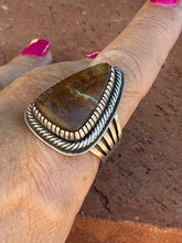 Load image into Gallery viewer, Navajo Ribbon Turquoise And Sterling Silver Triangle Ring