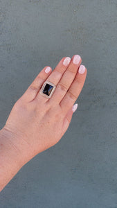 *AUTHENTIC* Navajo Sterling Silver & Black Onyx Rectangle Ring Signed J Frank (Copy)