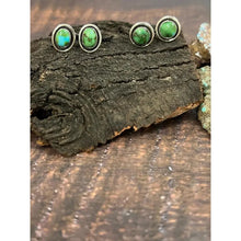 Load image into Gallery viewer, Handmade Sterling Silver Sonoran Mountain Turquoise Post Studs with Signed Nizhoni