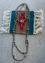 Load image into Gallery viewer, *AUTHENTIC* Navajo 4mm Pearl Sterling Silver &amp; White Buffalo Beaded Necklace 72”