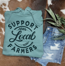 Load image into Gallery viewer, Hoodie - Support Local Farmers (Sage)