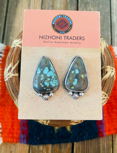 *AUTHENTIC* Navajo Sterling Silver & Royston Turquoise Post Earrings