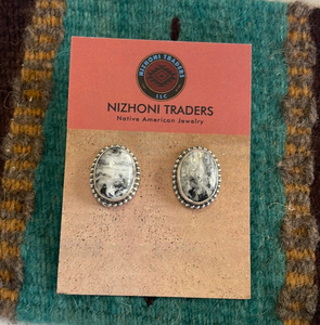 *AUTHENTIC* Navajo Sterling Silver White Buffalo Post Earrings