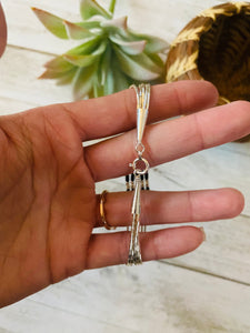 Navajo Onyx & Sterling Liquid Silver Beaded Bracelet
