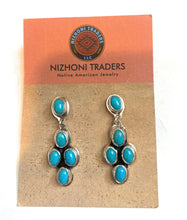 Load image into Gallery viewer, Navajo Kingman Turquoise &amp; Sterling Silver Dangle Earrings