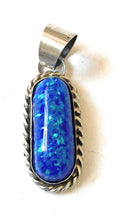 Load image into Gallery viewer, Navajo Sterling Silver &amp; Blue Opal Pendant