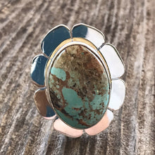 Load image into Gallery viewer, Navajo Royston Turquoise  Sterling Ring Size 7.5