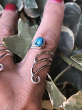 Load image into Gallery viewer, Navajo Turquoise Sterling Silver Adjustable Wave Ring