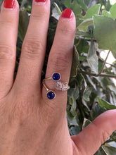 Load image into Gallery viewer, Navajo Lapis Sterling Silver Adjustable Flower Ring