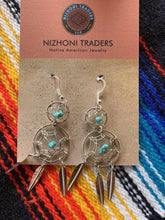 Load image into Gallery viewer, Feather Turquoise Sterling Silver Dangles