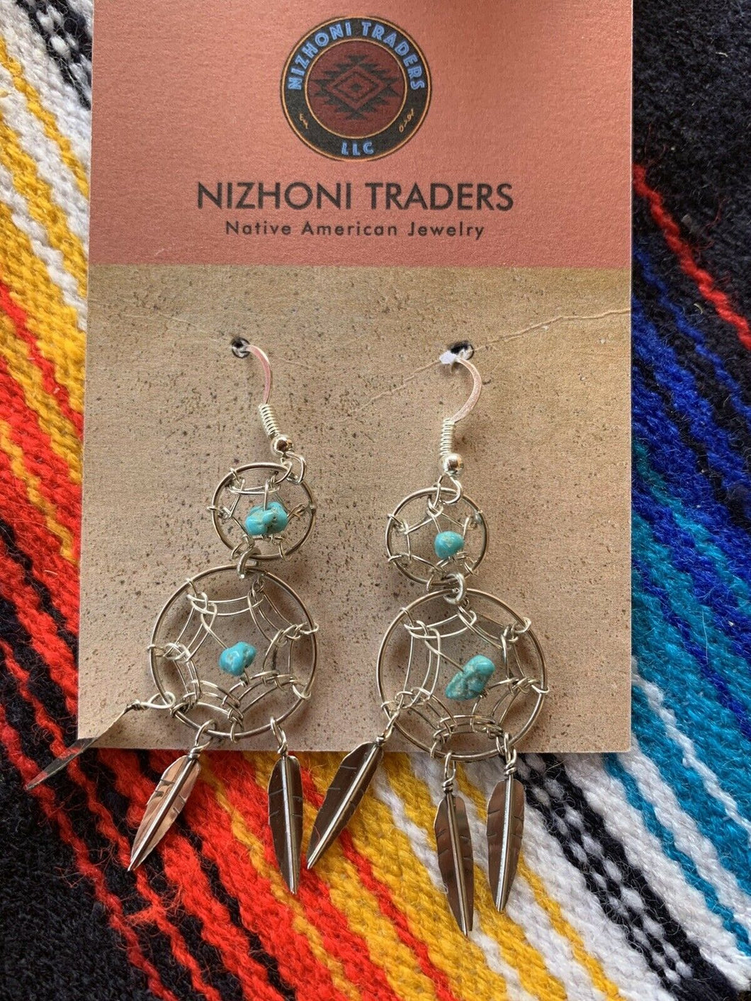 Feather Turquoise Sterling Silver Dangles