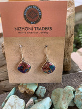 Load image into Gallery viewer, Navajo Pink Dream Mohave  Sterling Silver Diamond Shaped Dangle Earrings