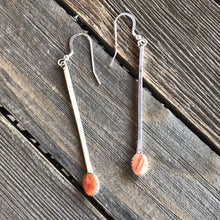 Load image into Gallery viewer, Beautiful Navajo Sterling Silver Orange Spiny Drop Dangle Earrings