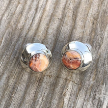 Load image into Gallery viewer, Beautiful Navajo Sterling Silver Orange Spiny Stud Post Earrings