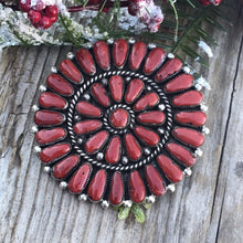Load image into Gallery viewer, Navajo Jumbo Sterling Silver  Natural Red Coral Cluster Pendant/pin Signed