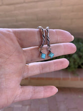 Load image into Gallery viewer, Navajo Royston turquoise &amp; Sterling Silver Braided Charm Hoops