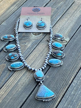 Load image into Gallery viewer, Stunning Navajo Sterling Silver Royston Turquoise Necklace &amp; EarrIng Set
