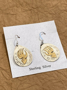 Navajo Sterling Silver & 12k GF Hand Stamped Bear Print Earrings