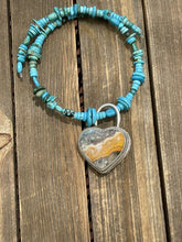 Load image into Gallery viewer, Navajo Bumble Bee Jasper &amp; Sterling Silver Heart Pendant Signed