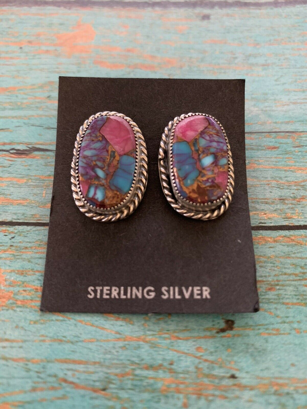 Navajo Pink Dream Mojave & Sterling Silver Studs