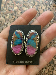 Navajo Pink Dream Mojave & Sterling Silver Oval Studs