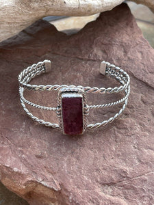 Navajo Purple Spiny Sterling Silver Cuff Bracelet Stamped W. Begay