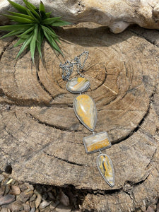 Navajo Bumble Bee Jasper & Sterling Silver Lariat Necklace