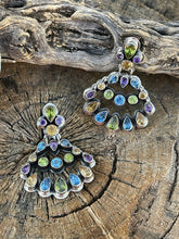 Load image into Gallery viewer, Navajo Sterling Silver &amp; Natural Gem Stone Dangle Earrings