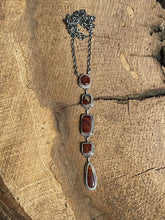 Load image into Gallery viewer, Stunning Navajo Purple Spiny and Sterling 5 Stone Multi Shape Lariat Necklace