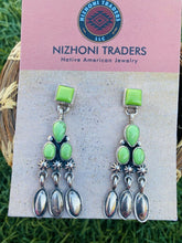 Load image into Gallery viewer, Navajo Sterling Silver &amp; Gaspeite Dangle Earrings