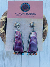 Load image into Gallery viewer, Navajo Sterling Silver, Spiny &amp; Turquoise Dangle Earrings Signed
