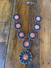 Load image into Gallery viewer, Stunning Navajo Sterling Indian Chief Orange &amp; Purple Spiny Turquoise Necklace