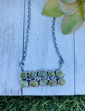 Load image into Gallery viewer, Navajo Sterling Silver &amp; Sonoran Gold Turquoise Necklace Signed