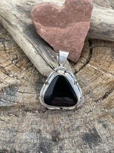 Load image into Gallery viewer, Navajo Sterling Silver Black Onyx Elegant Triangle Pendant Signed
