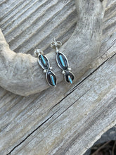 Load image into Gallery viewer, Navajo Sterling Silver &amp; Turquoise Crescent Circle Post Earrings