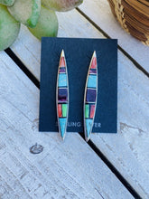 Load image into Gallery viewer, Navajo Multi Stone And Sterling Silver Inlay Dangle Earrings