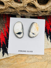 Load image into Gallery viewer, Navajo White Buffalo And Sterling Silver Post Earrings Signed