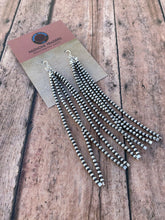 Load image into Gallery viewer, Sterling Silver Five Inch Tassel Beaded  Earrings