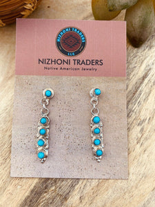 Zuni Sterling Silver & Turquoise Dangle Earrings