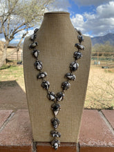 Load image into Gallery viewer, Navajo White Buffalo &amp; Sterling Lariat Necklace Set Signed