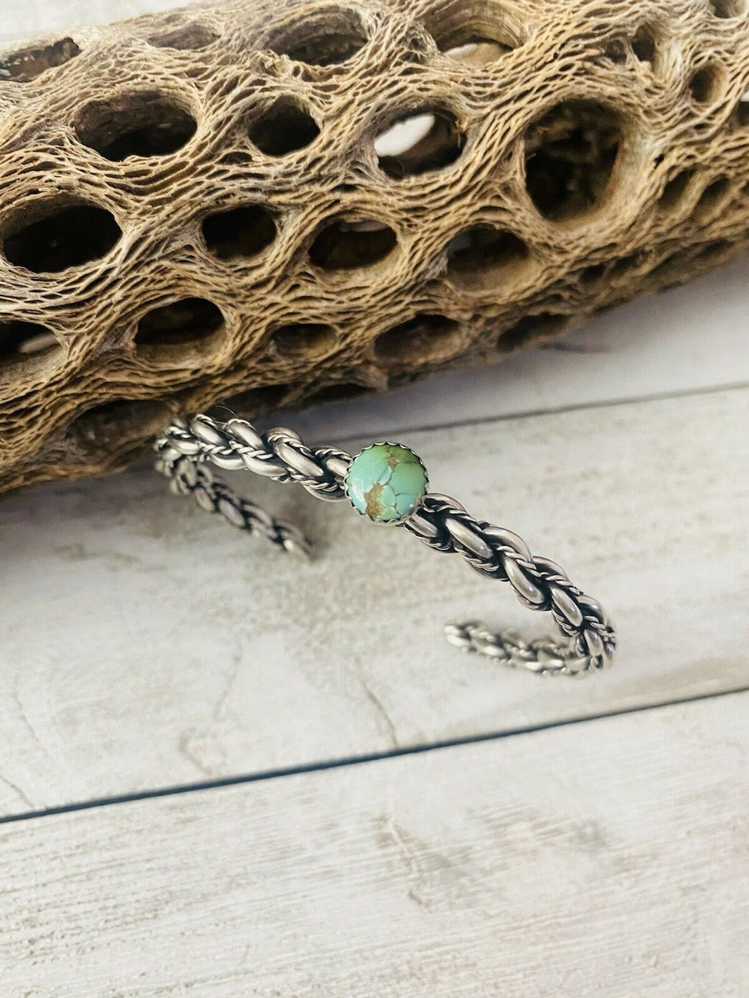 Navajo Sterling Cuff & Royston Turquoise Twisted Cuff Bracelet