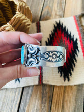 Load image into Gallery viewer, Navajo Kingman Web Turquoise &amp; Sterling Silver Cuff Bracelet By Derrick Gordon