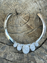 Load image into Gallery viewer, Navajo Sterling Silver  White Buffalo 5 Stone Choker Necklace Signed