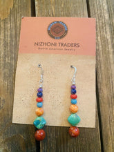 Load image into Gallery viewer, Navajo Sterling Silver Multi Stone Beaded Dangle Earrings