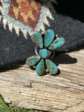 Load image into Gallery viewer, Butterfly Royston Turquoise &amp; Sterling ring size 8