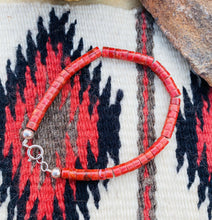Load image into Gallery viewer, Navajo Apple Coral &amp; Sterling Silver Beaded Bracelet