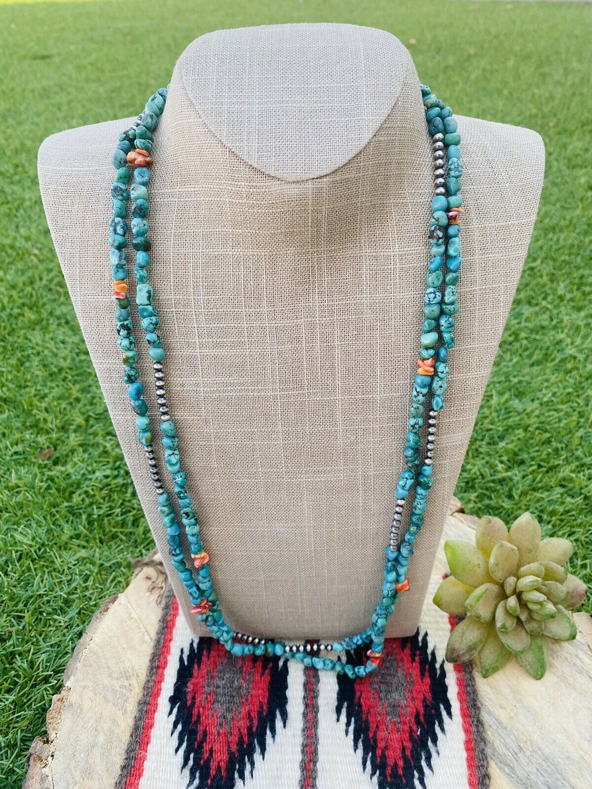 Navajo Turquoise & Sterling Beaded Necklace