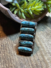 Load image into Gallery viewer, Navajo Blue Oval Turquoise &amp; Sterling Silver Ring Sz 7 Signed
