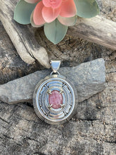 Load image into Gallery viewer, Navajo Sterling Silver Pink Rhodonite Elegant Pendant Signed